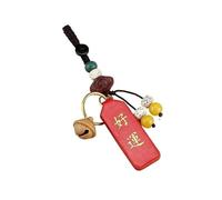 EVWGNPQRV Pendentifs vintage pour porte-clés, Pendentif porte-clés cloche en cuir et laiton, acajou, for voiture, prière méditation, rouge(Goodwithred)