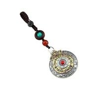 EVWGNPQRV Pendentifs vintage pour porte-clés, Zodiac Nine Gossip Porte-clés rotatif Pendentif Bois de santal Tibétain Argent Laiton Marron