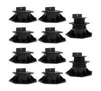 EVWGNPQRV Pied de terrasse, Decking Pedestal 10 pcs Black Height Adjustable High Load for Wood Aluminium