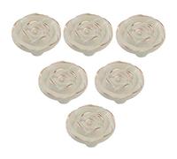 EVWGNPQRV Poignées de tiroirs vintage, Boutons d'armoire à fleurs en alliage de Zinc, 6 pièces, poignées multicolores, plusieurs tailles(Ivory White+Gold,(Single Hole))
