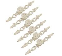 EVWGNPQRV Poignées de tiroirs vintage, Boutons d'armoire à fleurs en alliage de Zinc, 6 pièces, poignées multicolores, plusieurs tailles(Ivory White+Gold,(Hole Distance 128mm))