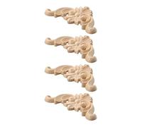 EVWGNPQRV Sculptures Florales pour Meubles, Autocollants de Fleurs sculptées for Meubles, Appliques en Bois, 4 pièces, Plusieurs Tailles, Non peintes(6x6cm)