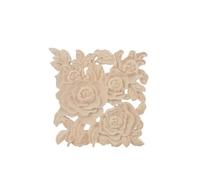 EVWGNPQRV Sculptures Florales pour Meubles, Patch de Fleurs sculpté en Bois Massif for Meubles, Couleur 01, 20x20cm