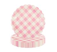 EVYIENEN Lot de 50 assiettes festonnées rose clair 17,8 cm - Assiettes à dessert pour gâteaux, salades, fruits, dîners, desserts, fournitures de fête d'anniversaire
