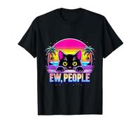 ew Cat Misanthrope Introvert Synthwave années 80 T-Shirt