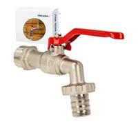 Ew-haustechnik Robinet en laiton nickelé à poignée Rouge pour raccord au mur 3/4"