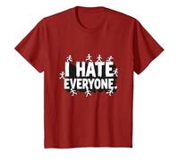 Ew People I Hate Everyone Sarcastique Introverti Humour T-Shirt, Enfant, Canneberge, 8 Ans