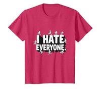 Ew People I Hate Everyone Sarcastique Introverti Humour T-Shirt, Enfant, Rouge chiné, 6 Ans