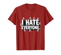 Ew People I Hate Everyone Sarcastique Introverti Humour T-Shirt, Homme, Canneberge, S