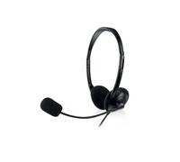 Ewent EW3568 Casque Professionnel USB léger avec Microphone pour PC,contrôle du Volume et Interrupteur de sourdine pour Le Microphone,câble de 2,1 m,Plug&Play pour PC,Laptop,Macbook,Skype - Noir