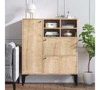 Ewa - Buffet Haut 3 Portes Et 4 Niches Couleur Chêne 100x125cm