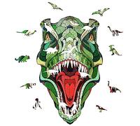 EWA Eco-Wood-Art Boîte en Bois T-Rex M-Puzzle coloré pour Adolescents et Adultes-Kit de Bricolage à Monter soi-même, Pas Besoin de colle-129 pièces, Wooden Box, Multicolore