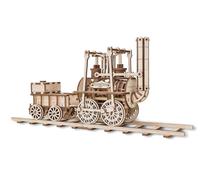 EWA Eco-Wood-Art Puzzle 3D en bois-Casse tête adulte et adolescent-Assemblage sans Colle-325 pièces-Echelle 1:25, Locomotive, Naturel