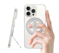 EWA MagOne 3rd Gen [Compatible avec MagSafe] Support de téléphone avec Boucle élastique pour Les Doigts, Anneau magnétique Amovible, Uniquement pour iPhone 17, 16, 15, 14, 13, 12 Series (Argent)