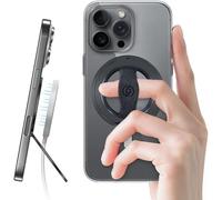 Ewa Magone 3rd Gen [Compatible With Magsafe] Phone Holder With Elastic Finger Loop, Removable Magnetic Ring, Only For Iphone 16, 15, 14, 13, 12 Series (Black)