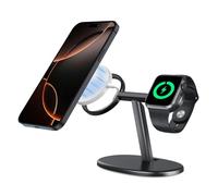 Ewa Support de Chargeur sans Fil 2 en 1 Compatible avec MagSafe et Apple Watch - pour iPhone 12 et Apple Watch - Noir (sans Chargeur)