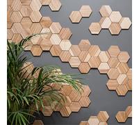 EWART WOODS Art mural hexagonal en bois Décor sculpture géométrique Panneaux en nid d'abeille Mosaïque unique Hexagones inachevés en MDF(50)