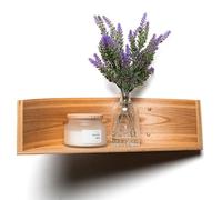 EWART WOODS Étagère murale flottante, demi-cercle en bois, petit porte-bougies, étagère en noyer avec vis dorées, présentoir monté de rangement (chêne)