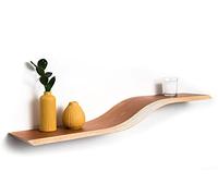 EWART WOODS Étagère murale flottante en bois courbé, étagères de livres géométriques suspendues en bois moderne, étagère en bois faite à la main (Cerise, 120 cm (47,2 pouces))