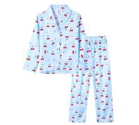 Ewbob Fille Manches Longues Pyjama Satin Pyjama Manches Longues et Pantalons Ensemble comme Cadeau de Noël ou Surprise-C16-002-Blue-5-6ans