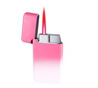 EWDHJK Briquet à Jet Coupe-Vent en métal, Ultra-Mince, Portable, Taille de Flamme réglable, Rechargeable, adapté aux Cadeaux for Hommes et au Camping en Plein air(Pink)