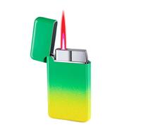 EWDHJK Briquet à Jet Coupe-Vent en métal, Ultra-Mince, Portable, Taille de Flamme réglable, Rechargeable, adapté aux Cadeaux for Hommes et au Camping en Plein air(Green)