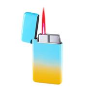 EWDHJK Briquet à Jet Coupe-Vent en métal, Ultra-Mince, Portable, Taille de Flamme réglable, Rechargeable, adapté aux Cadeaux for Hommes et au Camping en Plein air(Blue)