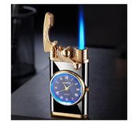 EWDHJK Briquet Torche au Butane avec Cadran 2 en 1 Coupe-Vent Jet Flame Rechargeable for Homme, Coffret Cadeau Portable véritable(A)
