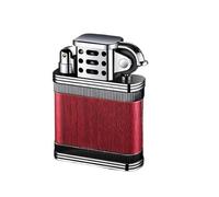 EWDHJK Briquet Vintage en métal, Flamme Douce Coupe-Vent, meule à l'ancienne, Rechargeable au Butane, Briquet Ultra-Mince Pratique, Cadeau for Homme (Butane Non Inclus)(Red)