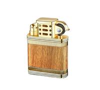 EWDHJK Briquet Vintage en métal, Flamme Douce Coupe-Vent, meule à l'ancienne, Rechargeable au Butane, Briquet Ultra-Mince Pratique, Cadeau for Homme (Butane Non Inclus)(Yellow a)