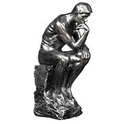 EWDHJK Sculpture en résine représentant Un penseur, Sculpture Abstraite, Objet décoratif d'art, idéal for Un Bureau, Une Cave à vin, Une vitrine ou comme Cadeau de Noël.(Silver)
