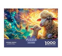 Ewe and Lamb by Glowing Water, Ships Puzzle De 1000 Pièces Sheep Carton Recyclé, Excellent Cadeau pour Toutes Les Âges 52x38cm/1000pcs