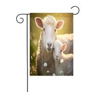 Ewe Lamb Affection Drapeau de jardin personnalisable - Design personnalisé unique pour la décoration extérieure, décoration parfaite de Noël et d'hiver, matériau polyester durable, s'adapte à