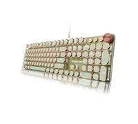 EWEADN Clavier mécanique de jeu style machine à écrire, claviers filaires LED rétroéclairés, bouton de contrôle des médias, ordinateur filaire