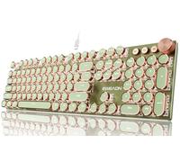 EWEADN Clavier mécanique de jeu style machine à écrire, claviers filaires LED rétroéclairés, bouton de contrôle des médias, ordinateur filaire