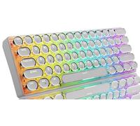EWEADN G61 Clavier mécanique sans fil, 60 % mini claviers de machine à écrire avec rétroéclairage arc-en-ciel, anti-ghosting, interrupteur rouge, Bluetooth/2,4 GHz/USB-C, joli clavier esthétique