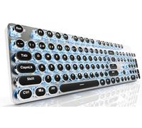 EWEADN TK950 Clavier mécanique sans fil, 104 touches, clavier de machine à écrire esthétique avec rétroéclairage bleu, anti-ghosting, interrupteur bleu, Bluetooth/2,4 GHz/filaire - Noir
