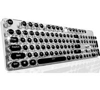 EWEADN TK950 Clavier mécanique sans fil, 104 touches, clavier de machine à écrire esthétique avec rétroéclairage blanc, anti-ghosting, interrupteur bleu, Bluetooth/2,4 GHz/filaire - Noir
