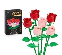 EWED Lot de 6 bouquets de roses - Cadeau de Thanksgiving, de Noël, de fête des mères ou de la Saint-Valentin - Idéal pour les femmes, les filles, les épouses, la décoration d'intérieur, rouge et rose
