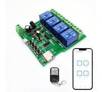eWeLink 4 canaux WiFi Smart Switch Inching Module de relais à verrouillage automatique, pour le contrôle d'accès bricolage, ouvre-porte de garage avec télécommande 433RF
