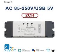 Ewelink Wifi Ouvre-Porte De Garage Contrôleur De Portail Coulissant Smart Switch On Off Module De Relais Commande Vocale Alexa Google Home - Type 2ch Ac 85-250v