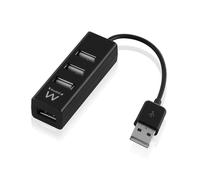ewent 4 Port USB 2.0 Hub - Black, EW1123 USB-A - 4-in-1 - WHITE