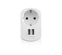 Ewent Adaptateur de Prise USB, Adaptateur de Voyage, Chargeur Universel avec Prise Schuko et 2 Ports USB 3.1, Chargeur USB pour iPhone, Samsung Galaxy, Smartphone Android, Tablette - Blanc, Compact