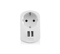Ewent Adaptateur de prise EW1211 – Chargeur voyage Schuko 2x USB 3.1 3.1A – Blanc compact