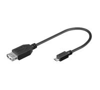 Ewent Câble Adaptateur USB 2.0 Type A mâle/Femelle à Micro/, 17 cm, Noir