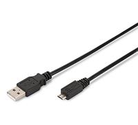 ewent Câble USB 2.0 type A mâle vers micro B Data Sync Charge pour téléphone portable Samsung, GPS, appareils photo, MP3, double blindage 28 cuivre plomb 1,8 m, noir