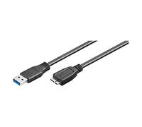 Ewent Câble USB 3.0 Type A/Mâle vers A/Micro, Double Blindage AWG 28 en cuivre, Vitesse de Transfert jusqu'à 5 GMbit, 1 m, Noir