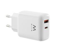 Ewent Chargeur Rapide Double Port GaN 45W USB-C PD 3.0 et USB-A QC3.0 Compact, Recharge Rapide pour iPhone, MacBook, Samsung, iPad, Tablette, Ordinateur Portable et Appareils Android