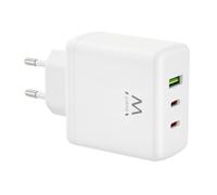 Ewent Chargeur Rapide GaN 65W 3 Ports avec 2 USB-C PD et 1 USB-A QC 3.0, Chargeur Compact Fast Charger pour iPhone 17, MacBook, iPad, Samsung Galaxy, Notebook, Tablette, PPS Power Delivery