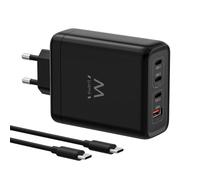 Ewent Chargeur USB-C 140W, Chargeur Rapide GaN Fast 4 Ports USB (3 USB-C PD 3.1 + 1 USB-A QC 3.0), pour Ordinateur Portable, MacBook, iPhone 17, iPad, Android avec Câble USB-C 240W de 2 m, Noir